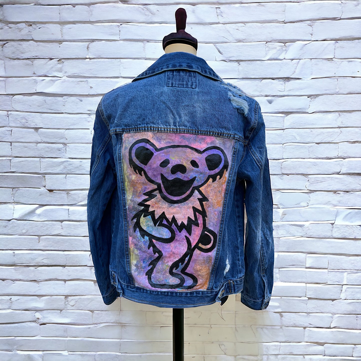 Hand Painted Dead Bear Denim Jacket