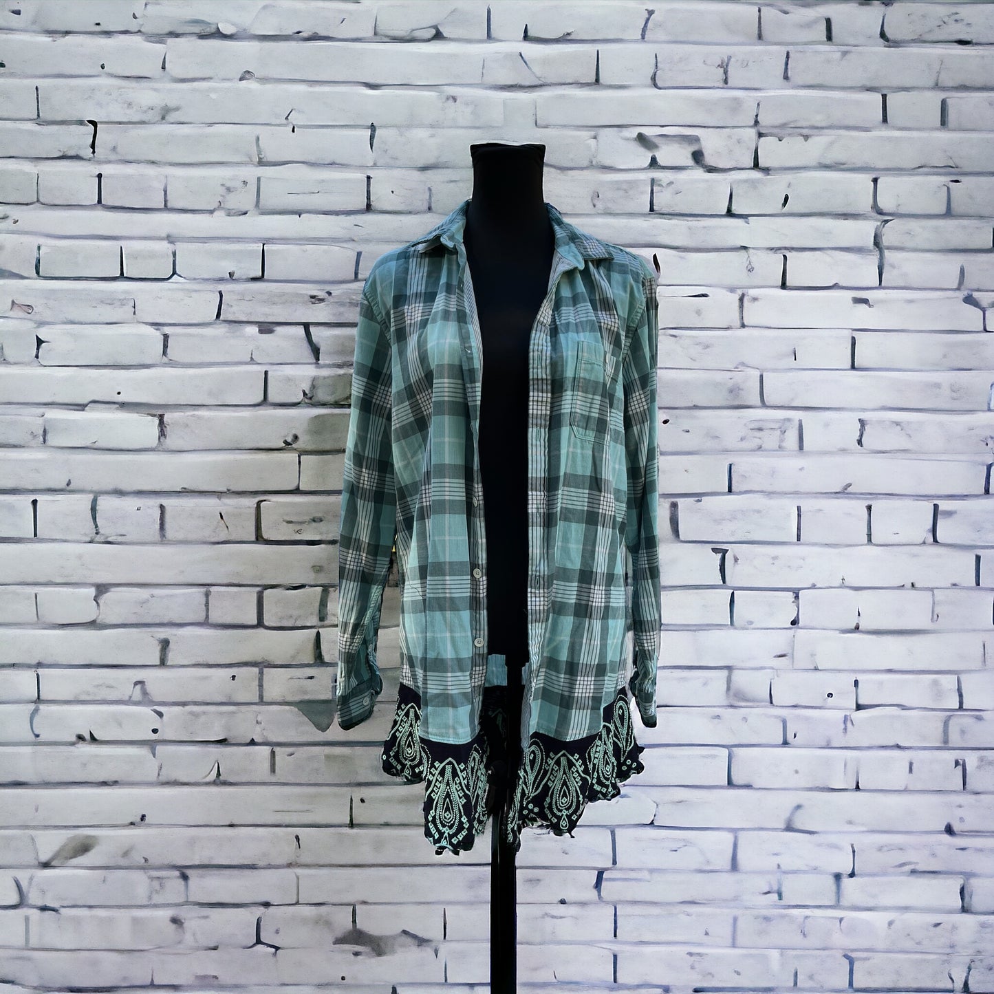 Upcycled Dead Bolt Tunic Style Button Up