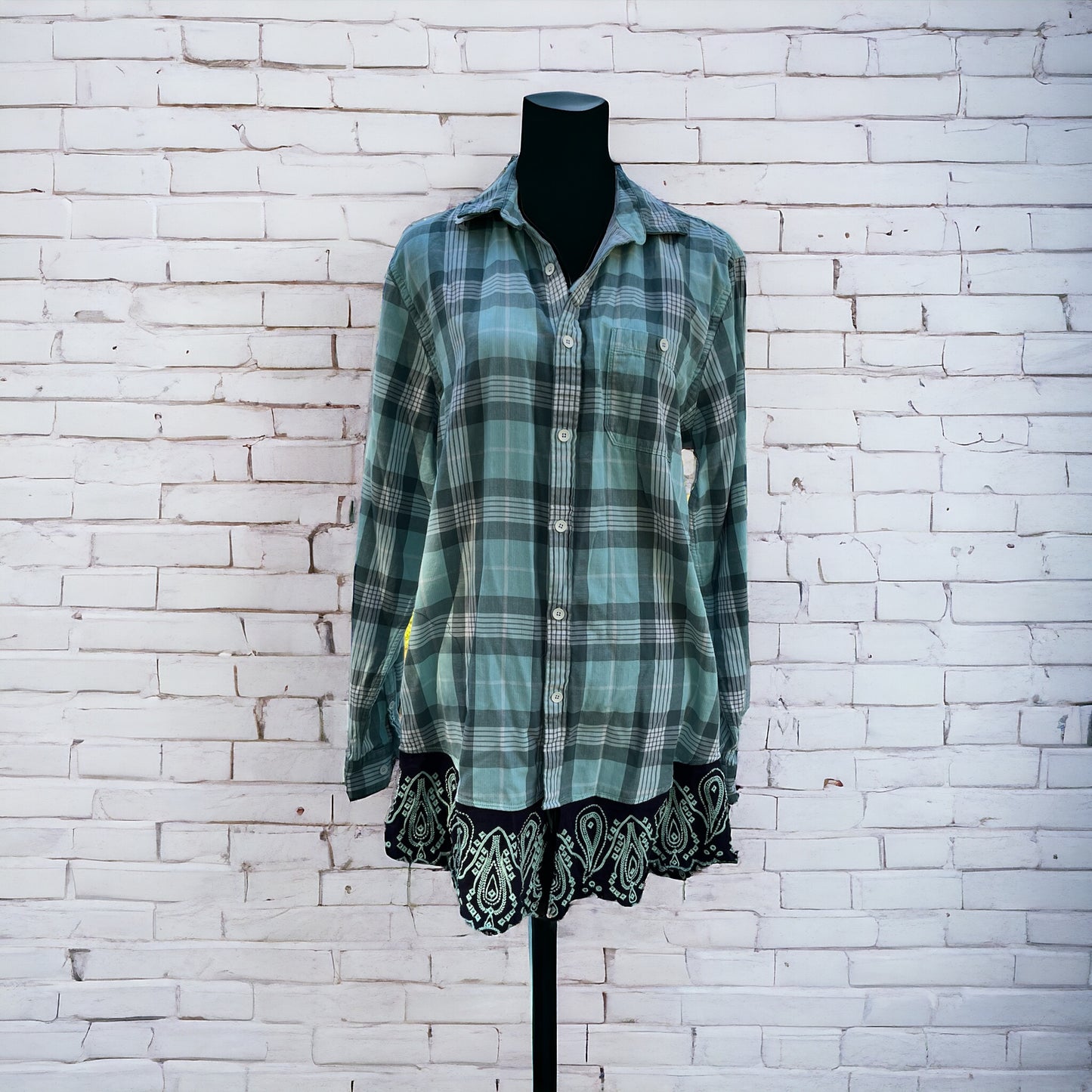 Upcycled Dead Bolt Tunic Style Button Up